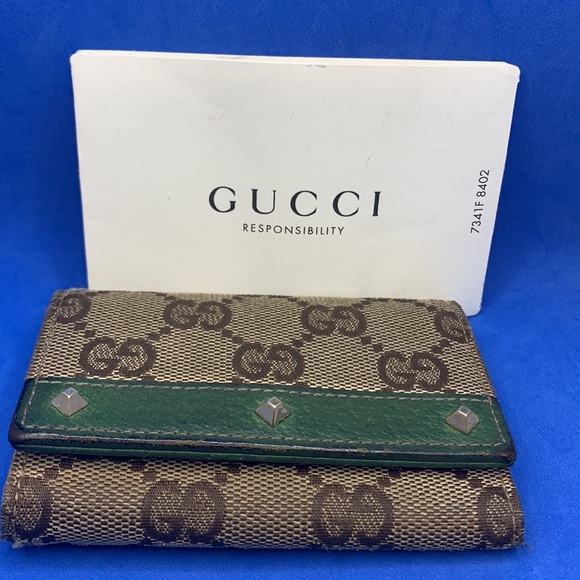 Gucci Vintage Green and Brown key holder wallet - Picture 1 of 10